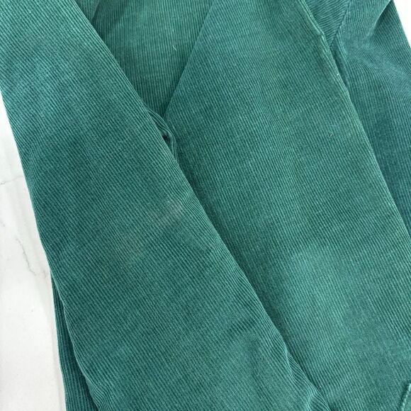 L.L. Bean Corduroy Shirt Dress Size 14 Vintage 90s Teal Blue Green Belted Midi - Picture 8 of 8